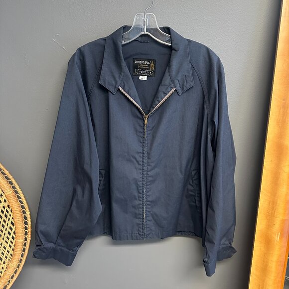 London Fog Other - London Fog Vintage 80s Mens Size 44 Work Shop Coat Navy Zip Retro Workwear